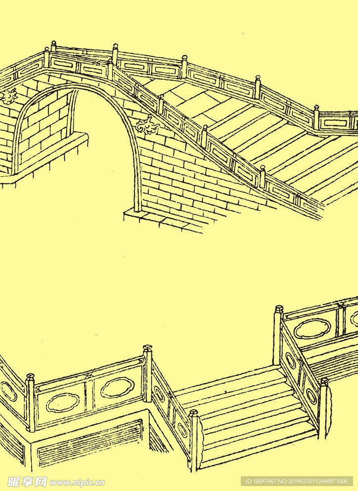 国画建筑桥梁