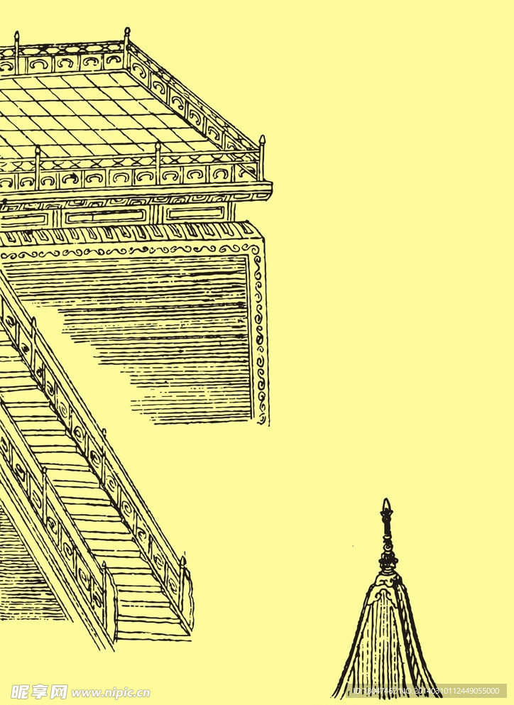 国画中式建筑