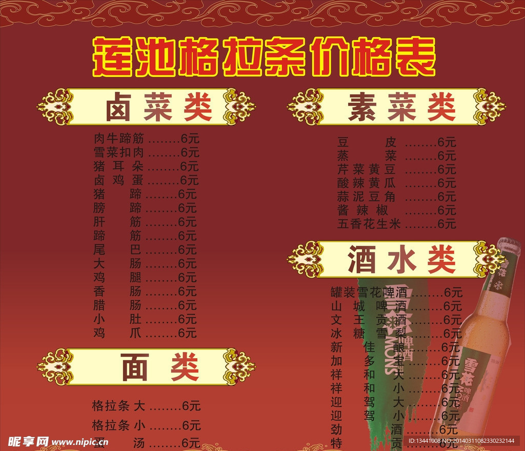 价格表