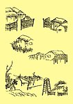 国画民居茅屋