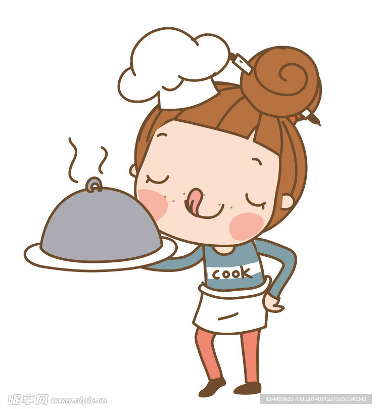 上菜 卡通女孩