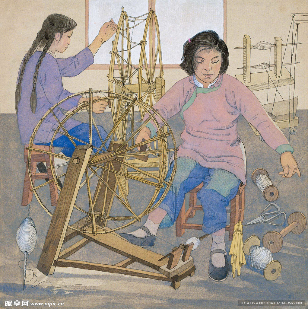 纺线女工