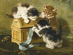 三只小猫 油画