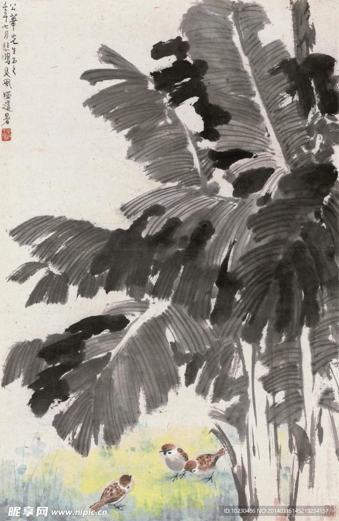 徐悲鸿 蕉荫麻雀