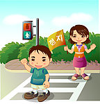 过马路的小朋友