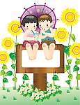 喝饮料的小朋友