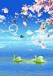 桃花与天鹅