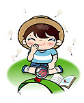 观察昆虫的男孩