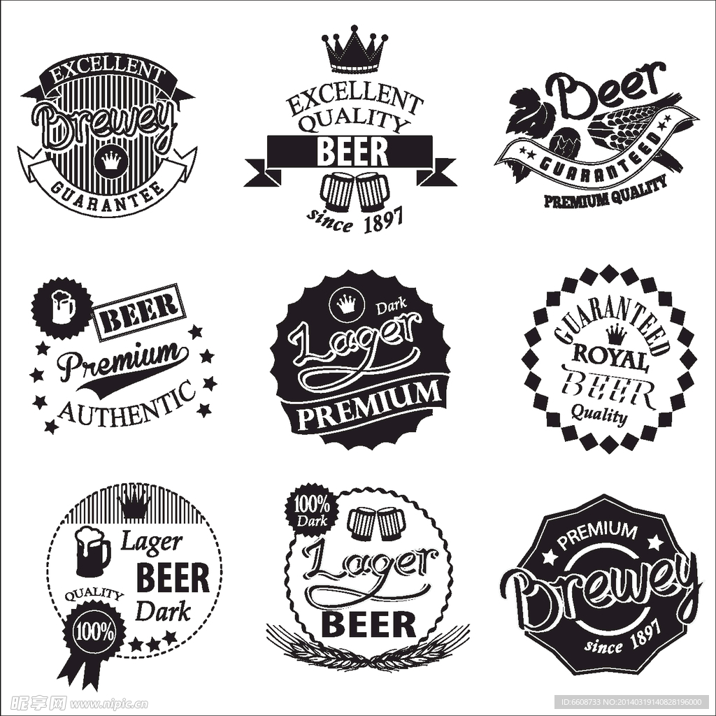 啤酒商标图标设计