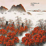 秋山红树图