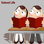插画 学生 课桌