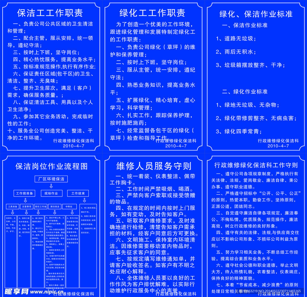 绿化保洁类工作职责