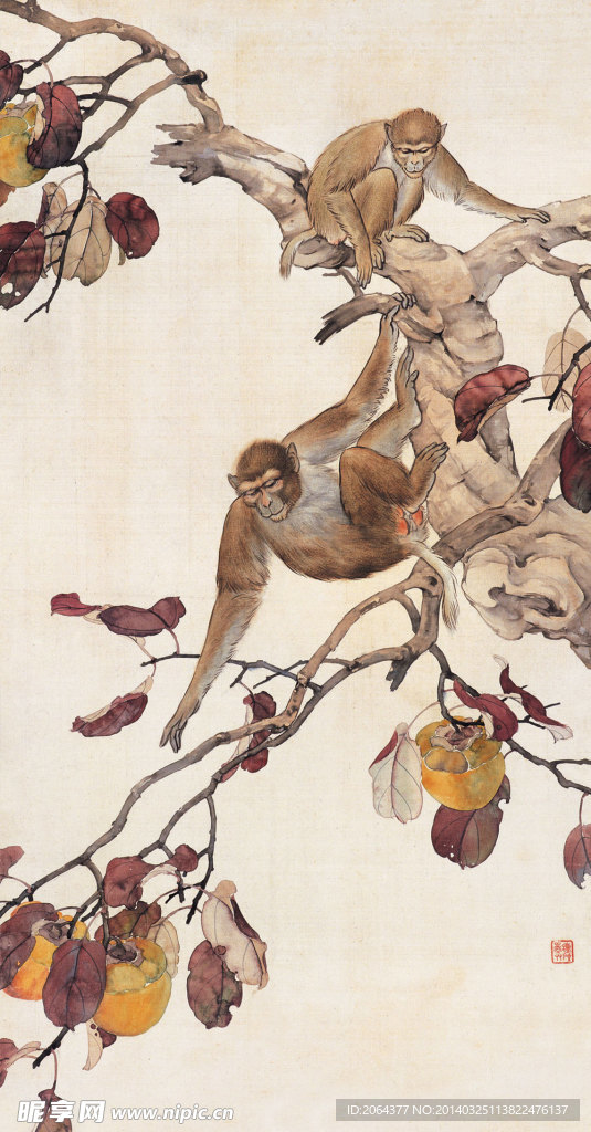 猴子工笔画