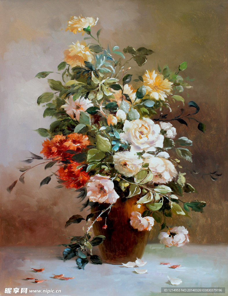 手绘花卉油画
