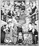 黑白插画人物