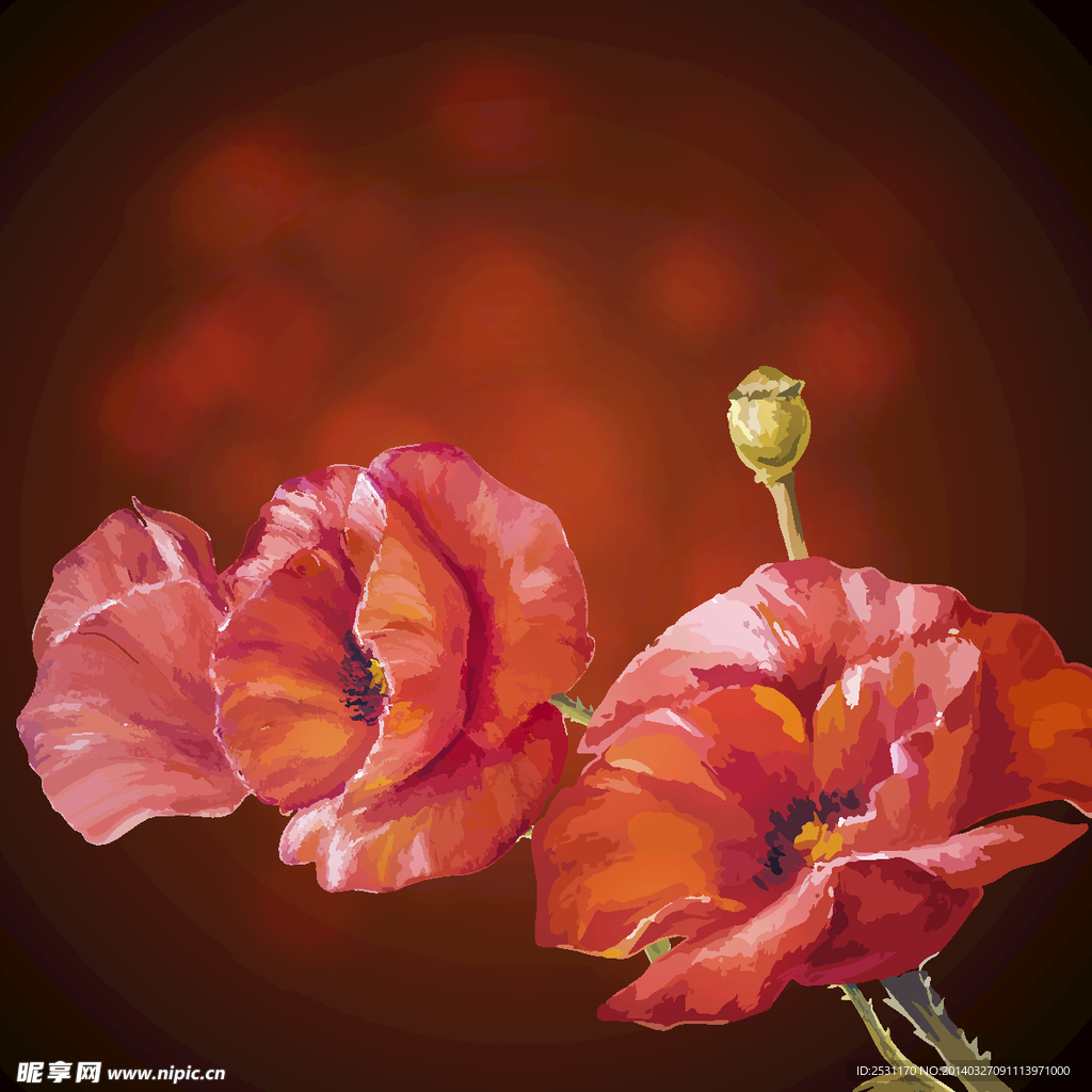 水墨花卉 手