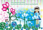手绘女孩花朵