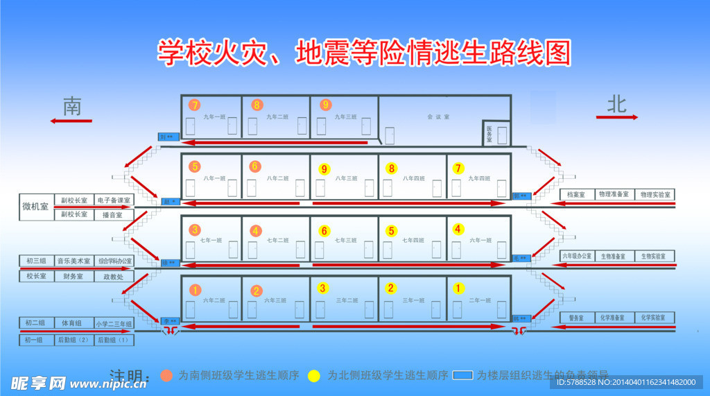 学校安全逃生路线图