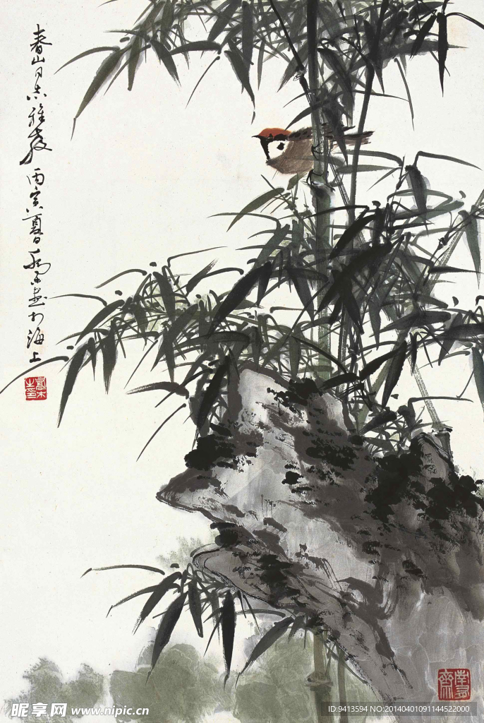 翠竹小鸟