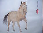 马 水粉画 动物