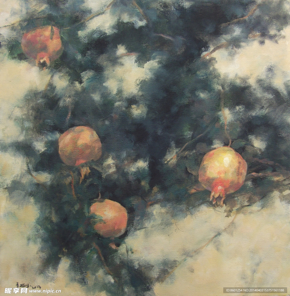 油画 石榴