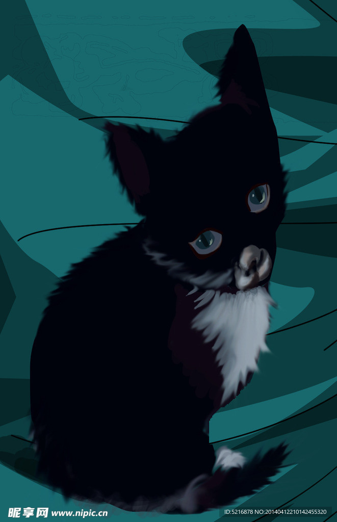手绘 猫 黑色