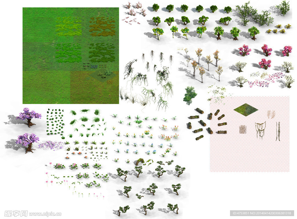 花草树绿植分层素材
