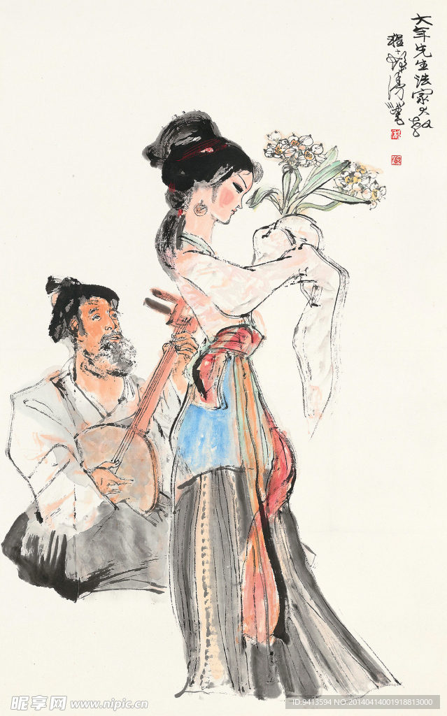 抚琴奉花