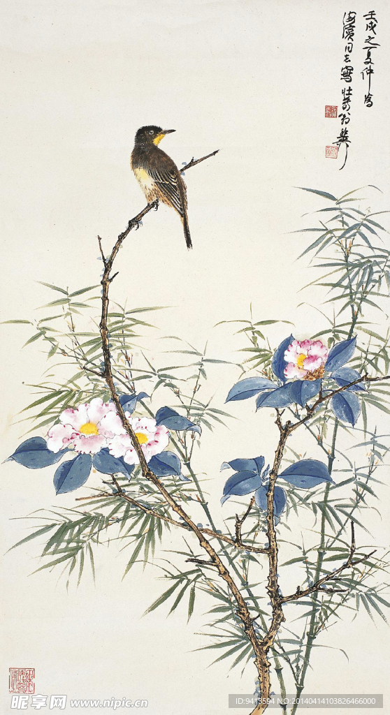 花竹幽禽图