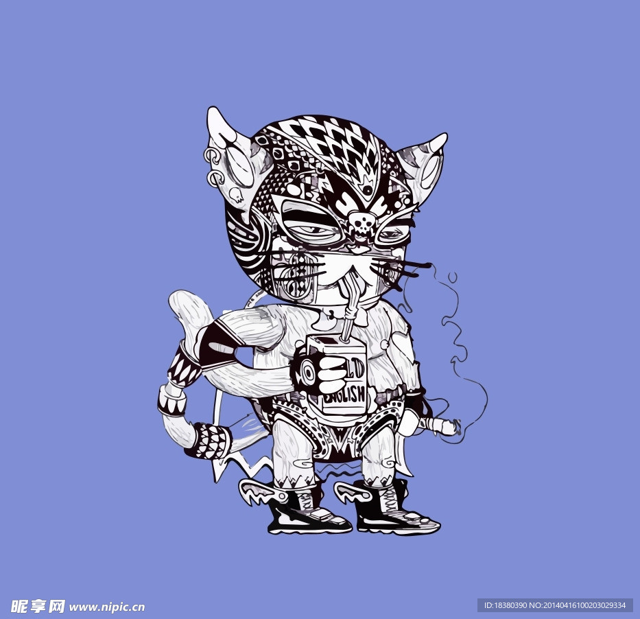时尚的吸烟的猫