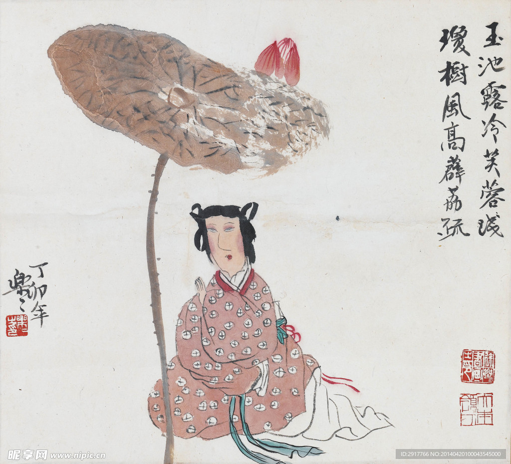 荷花仕女