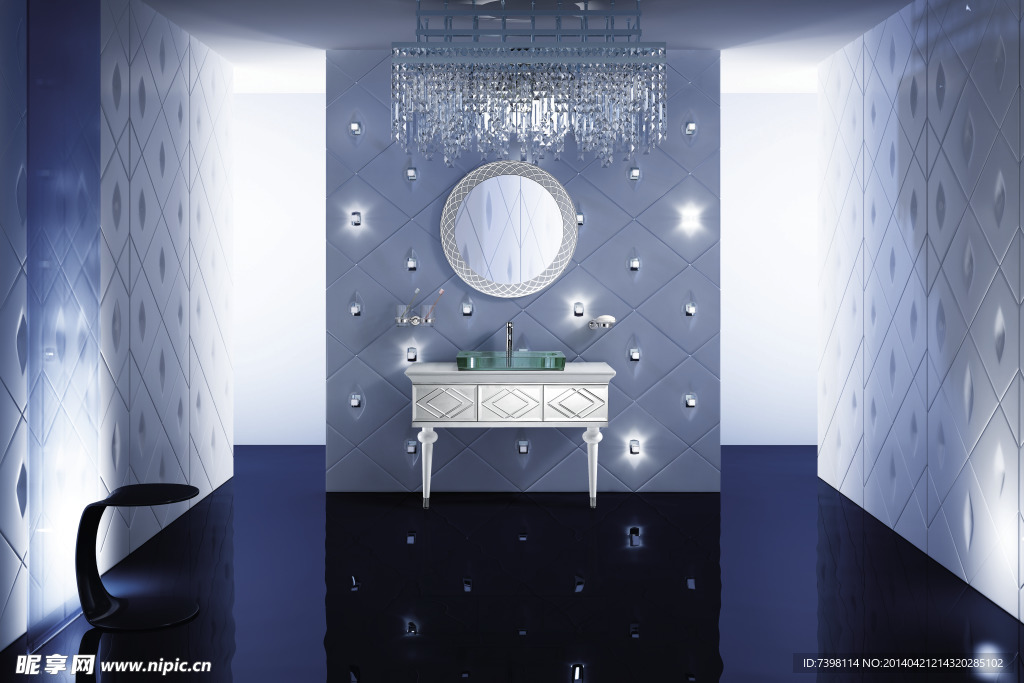 蓝色水晶宫玻璃浴室