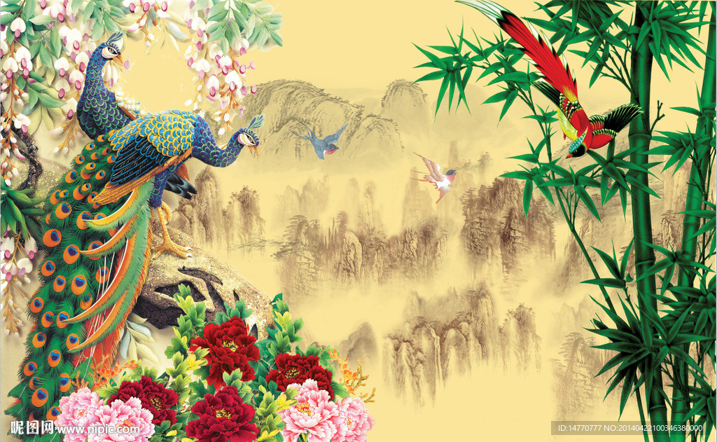 国画孔雀