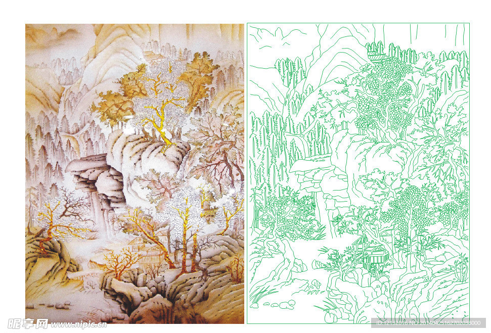 山水画 艺术玻璃