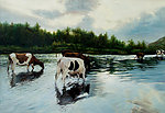 奶牛油画