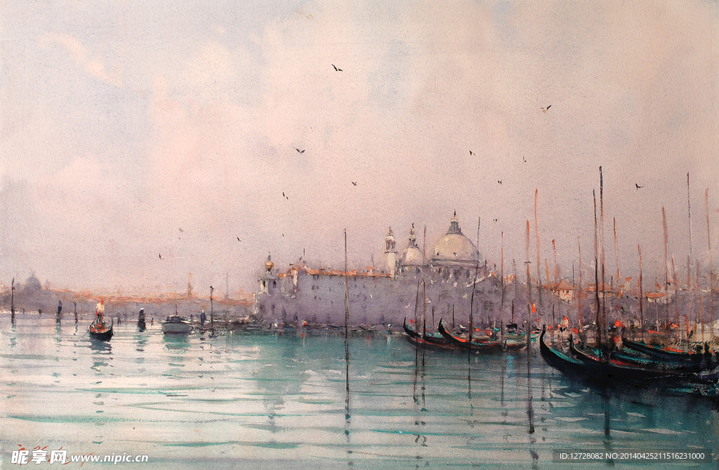 河岸油画