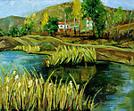 小溪油画