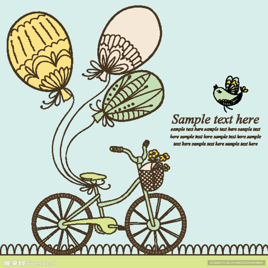 自行车气球卡通背景