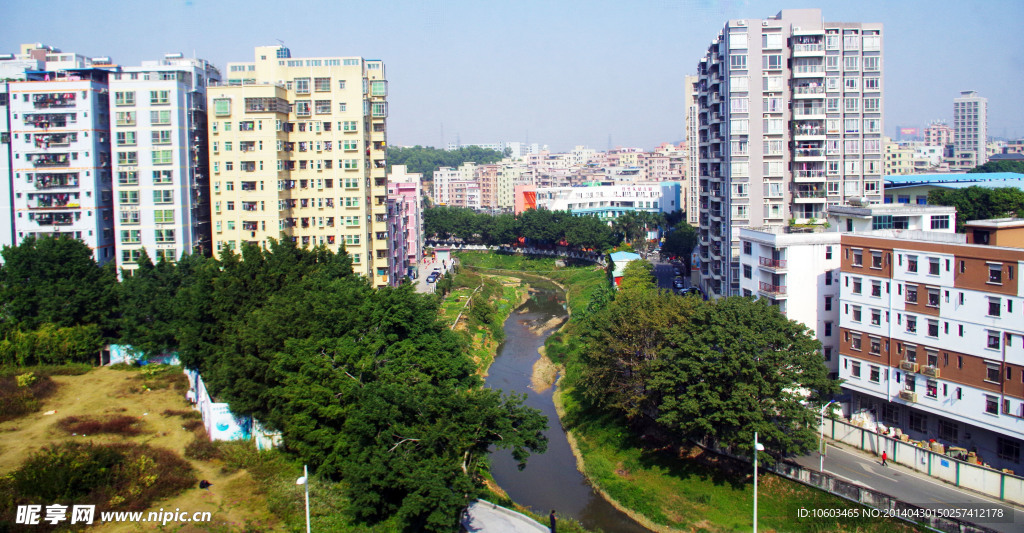 城市河流 高空摄影