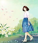 春天人物插画