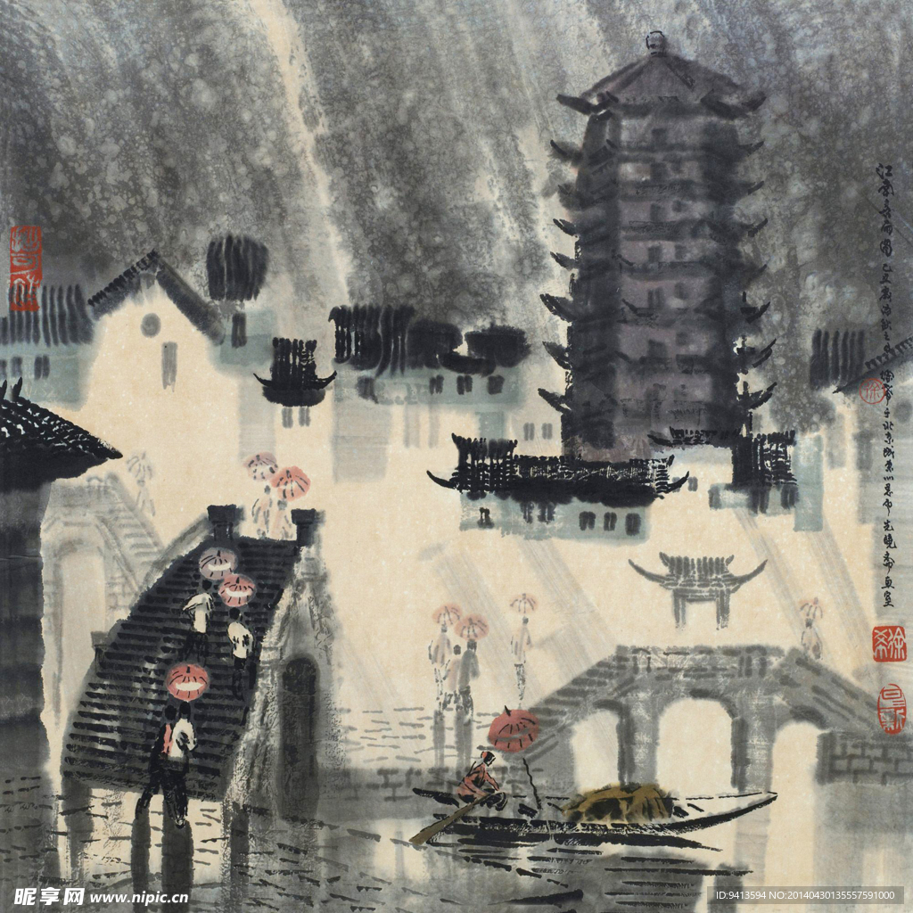 江南春雨图