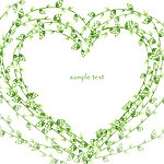 绿色叶子装饰心形边框