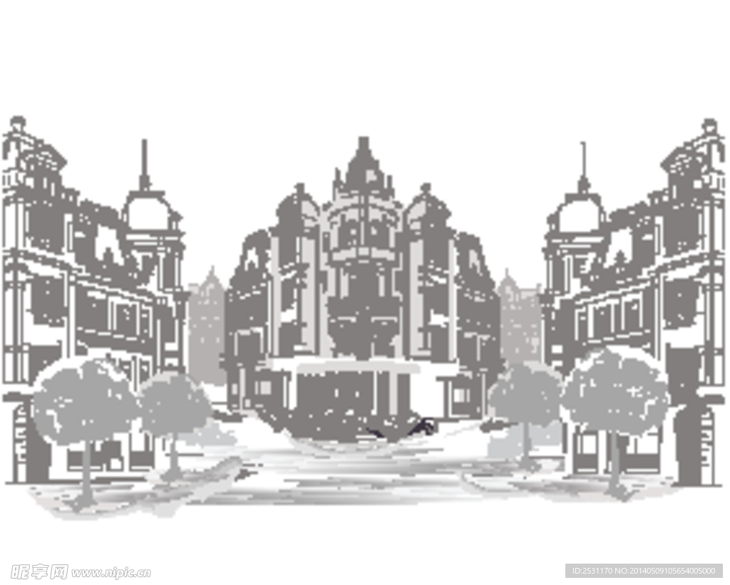 手绘建筑