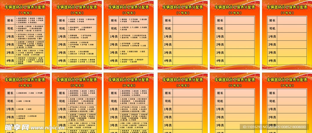 车辆器材展板
