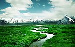 草原雪山