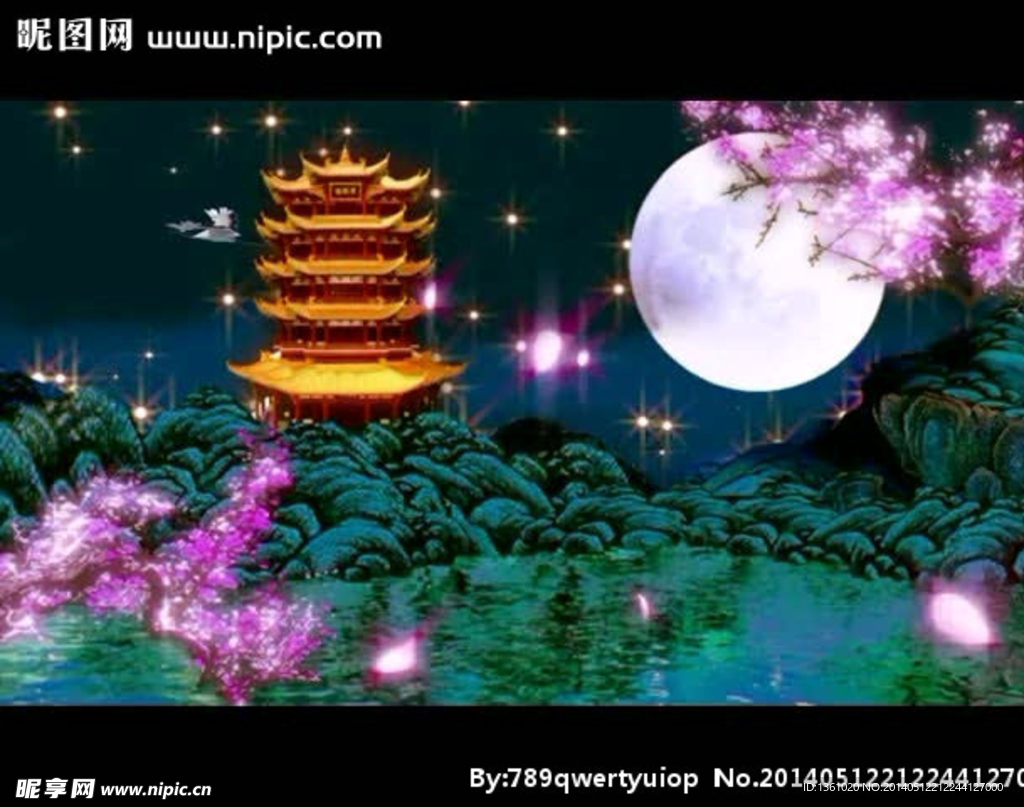月亮黄鹤楼视频素材