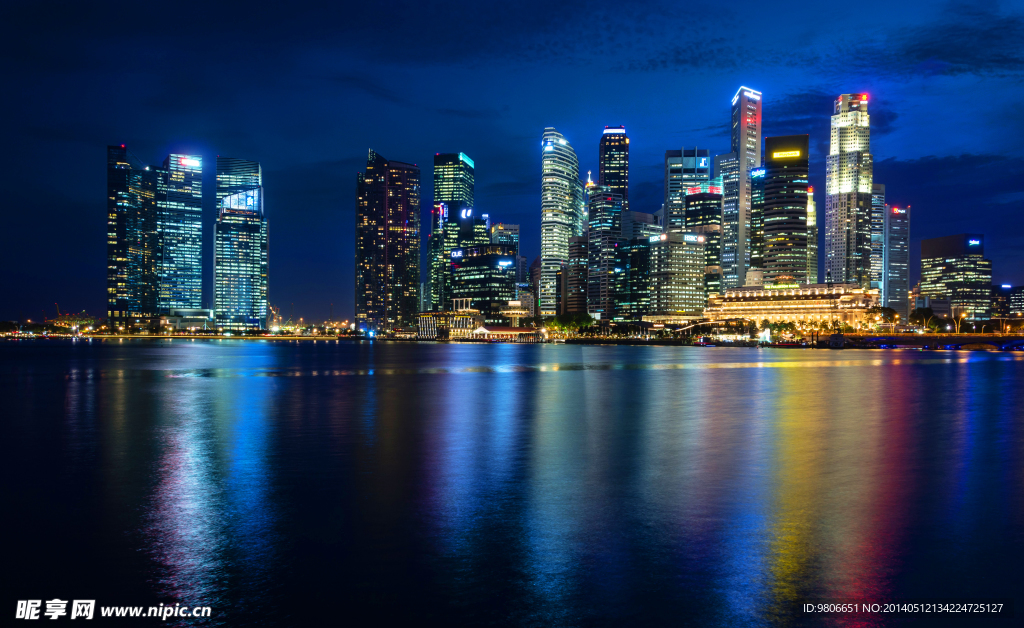 新加坡CBD夜景全景