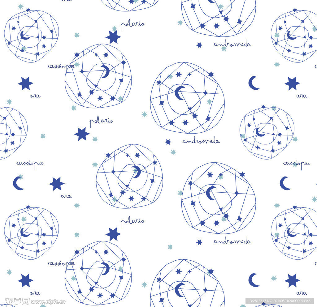 星座月亮印花