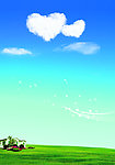 蓝天白云草地底图