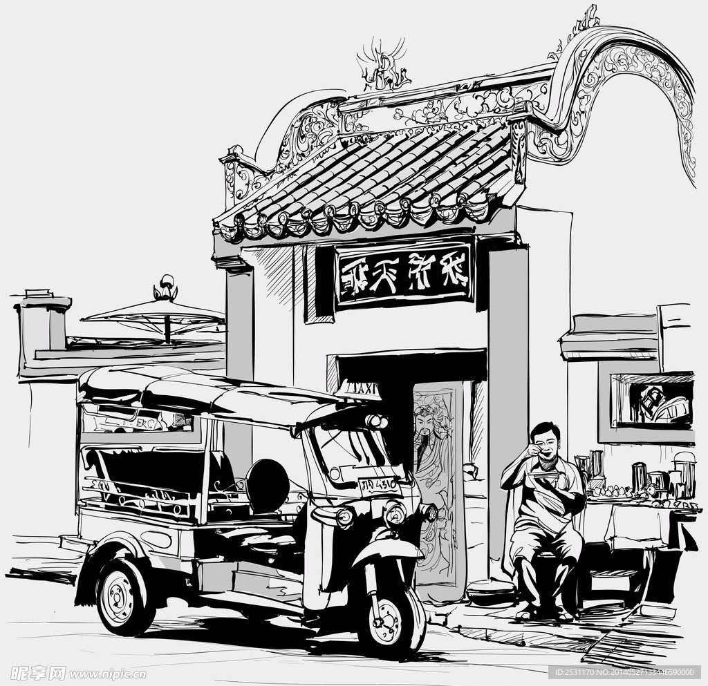 手绘建筑